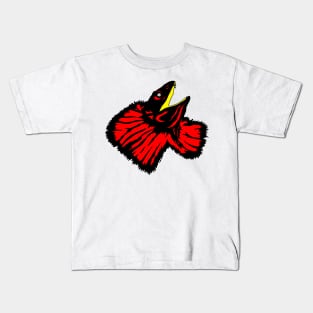 Stylized Neon Red Frilled-neck Lizard Kids T-Shirt